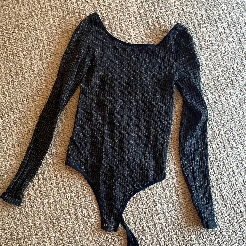 Black and gold shimmer body suit